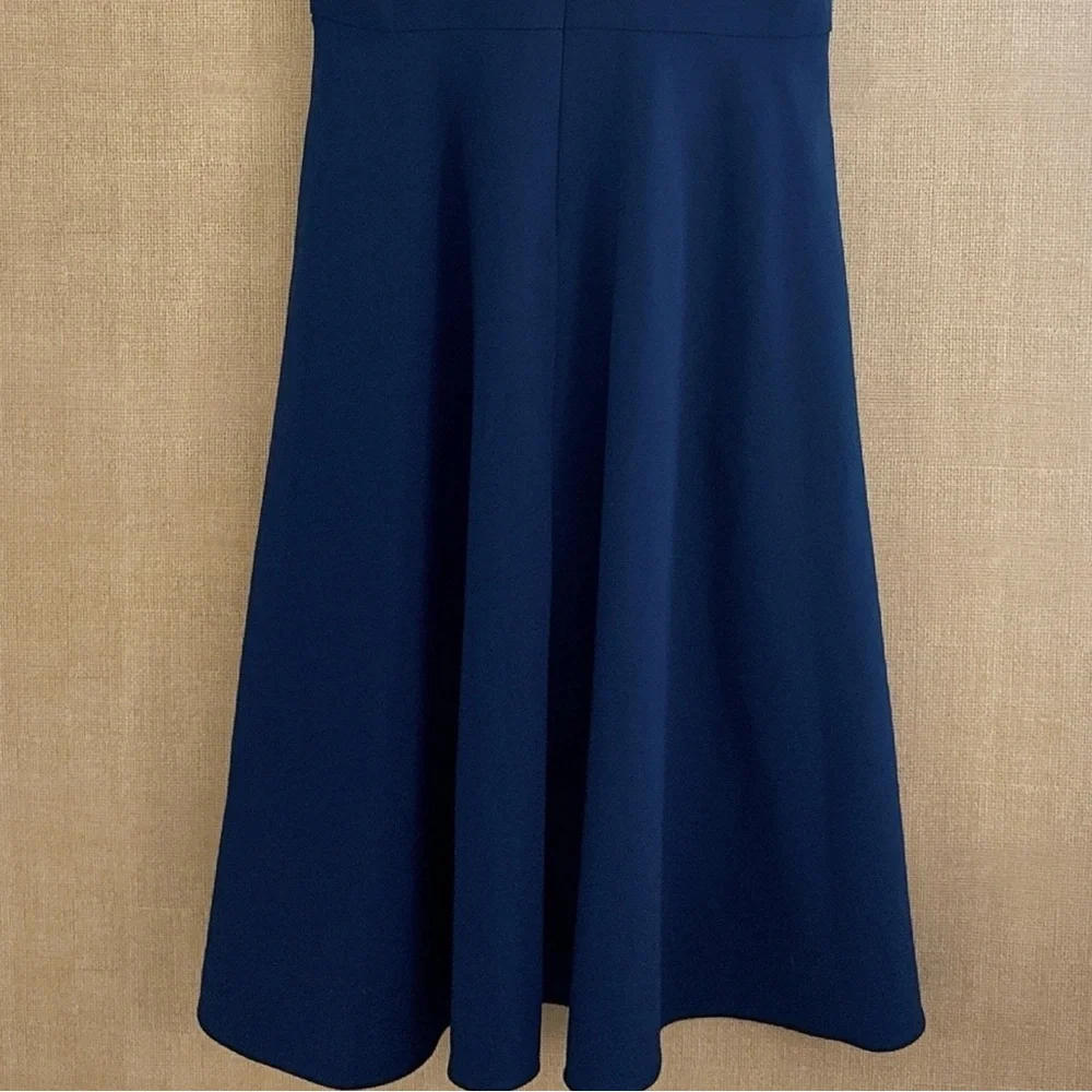 Black Halo Carolina Dress 14 Blue Career Sleeveless Modern Tie Neck Midi Length - Picture 7 of 16